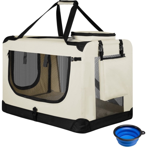 Lassie - Vouwbare Hondentransportbox S - Geschikt voor puppy's en kleine honden - Beige - 34 x 50 x 36 cm