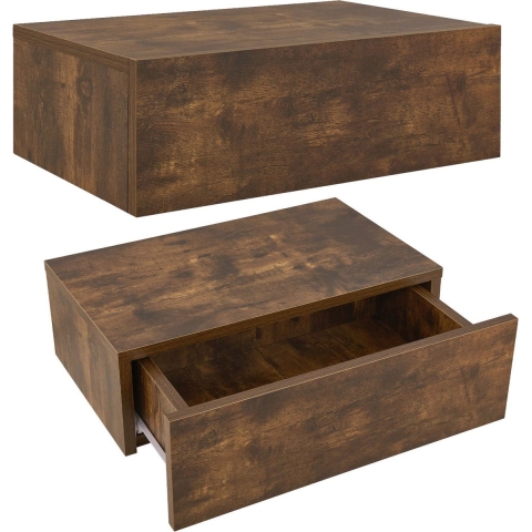 Juskys Nachtkastje - Zwevend - Met lade - Houtkleur (2 stuks)