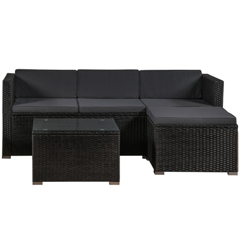 Juskys Punta Cana - Loungeset - Polyrattan - Zwart