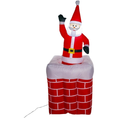 Grote opblaasbare kerstman - in schoorsteen - 180 cm - met led verlichting en beweging -