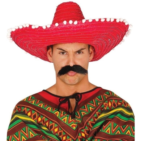4x stuks rode sombrero/Mexicaanse hoed 50 cm voor volwassenen -
