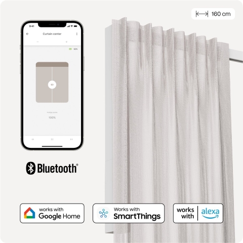 Motionblinds Smart Curtain Rail - Central opening - 160cm - Wit