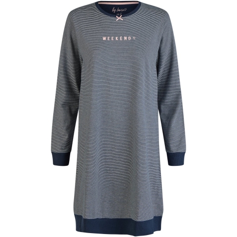 By Louise Dames nachthemd lange mouw donker gestreept