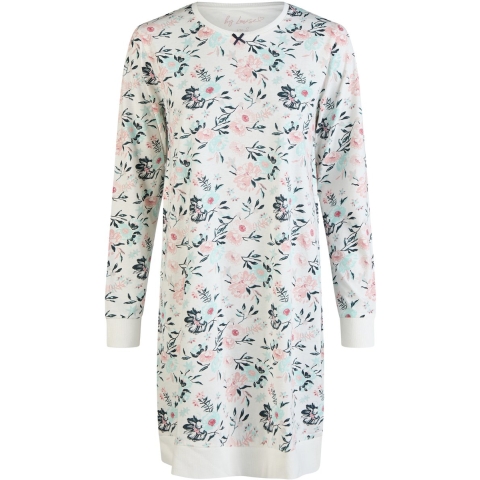By Louise Dames nachthemd lange mouw wit gebloemd