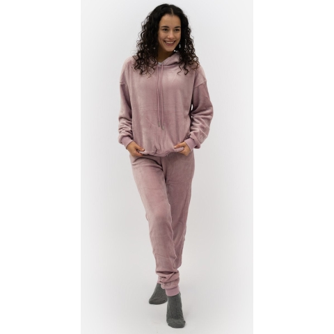 Apollo Dames huispak loungewear fleece incl capuchon pastel