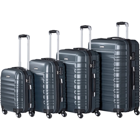 Juskys Trolley Reiskofferset / Kofferset Rome - 4-delig - Antraciet - ABS