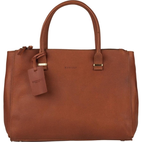 BURKELY Vintage Wieske Handtas - Lederen schoudertas - 2 compartimenten - Cognac