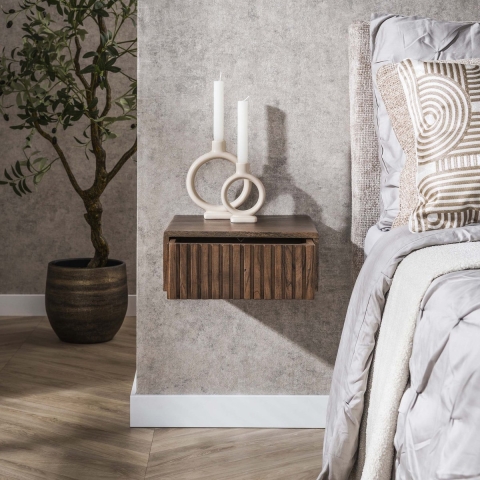 Hoyz nachtkastje carve zwevend 1 lade verpakt per 2 massief