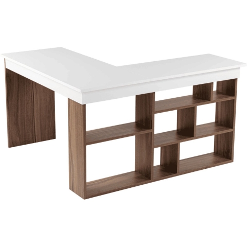 CaliCosy Hoekbureau met 8 open opbergvakken aan de zijkant l130 cm vesper