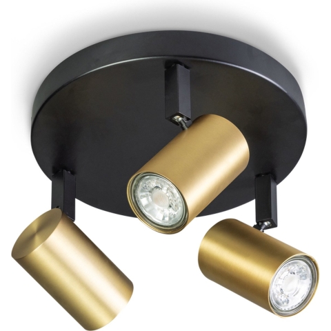 ETH The Common - opbouwspot 3L - Ø 22 x 13 cm - zwart en messing