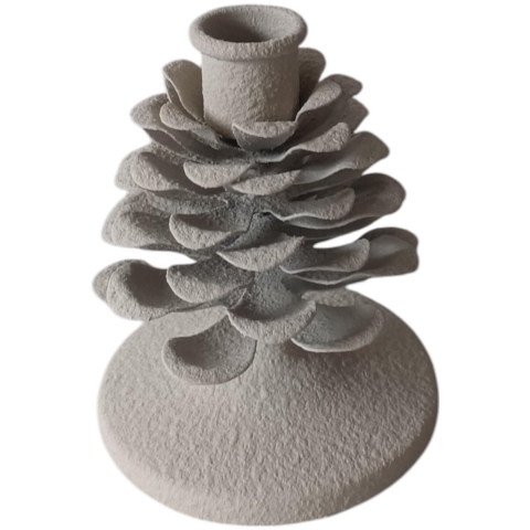 Kandelaar Pinecone wit 9,5x9,5x11,5cm