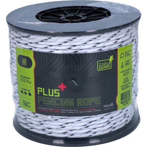 ZoneGuard 5 mm Plus afrasteringskoord wit en zwart 200 m