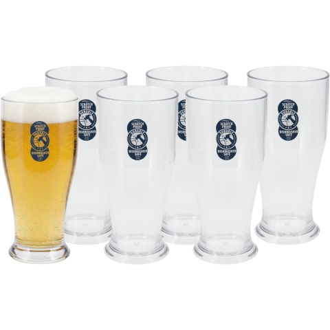 Excellent Houseware Bierglas - 12x - 520 ml - onbreekbaar kunststof - herbruikbaar -