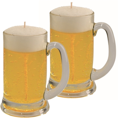 Bierpul kaars - 2x - H13 cm x D8 cm - bierkaars - Vaderdag of verjaardag cadeau- Bierglas kaars -