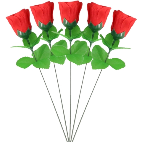 Rode roos kunstbloem - groot boeket - 50x - 28 cm - Valentijn kunstrozen - Kunstbloemen -