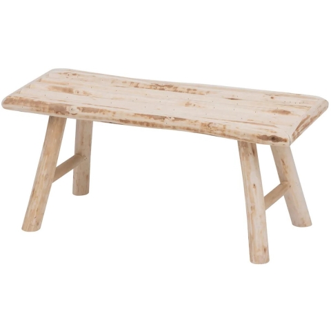 Home & Styling zit krukje - bijzet bankje tafeltje - hout - naturel kleur - L70 x B26 x H31 cm -