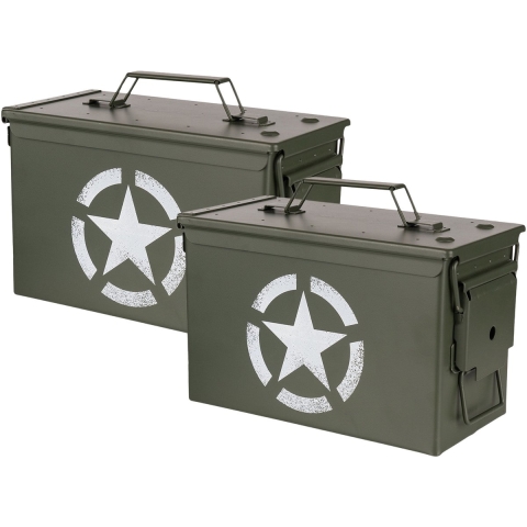 Decoratie opberg box - 2x - munitiekist - groen - 30 x 15 cm - US Army -
