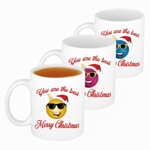 Kerst cadeau mokken - 6x - The Best - werknemers - collega's - team - 300 ml - keramiek -