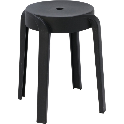 Bijzet krukje/zit krukje Astora - kunststof - zwart - D34 x H45 cm - stoelen -