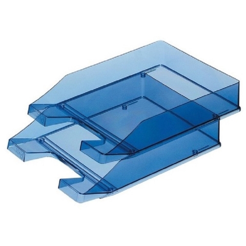 Set van 12x stuks brieven/postbakjes transparant blauw A4 formaat 25 x 33 x 6 cm -