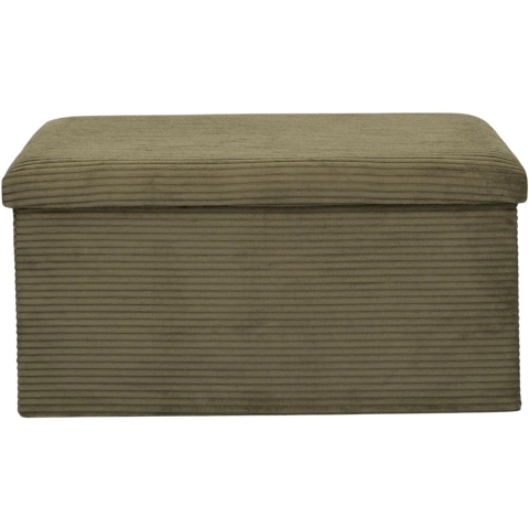 Poef/hocker - opbergbox - rib - groen - polyester - 76 x 38 cm -