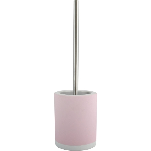 Toiletborstel in houder/wc-borstel - keramiek/metaal - lichtroze - 38 x 11 cm -