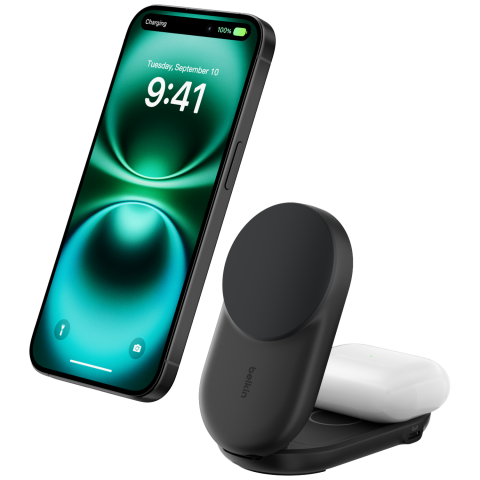 Belkin Ultracharge 25w Qi2 2-in-1 Magnetische Draadloze Lader Met Usb-c-poort – Zwart Oplader