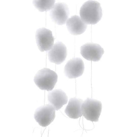 Decoris Sneeuwballen slinger - 4x - wit - 180 cm - sneeuwversiering - Kerstmis decoratie -