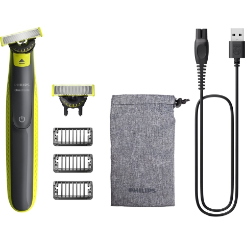Philips OneBlade 360 Face - Trimmer en scheerapparaat - 3 trimkammen - Zwart/Groen