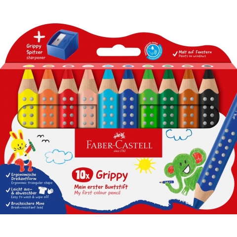 Faber-Castell Kleurpotloden - XXL Jumbo Grip + Tips - 10 st. - Faber-Castell - OneSize - Tekenset