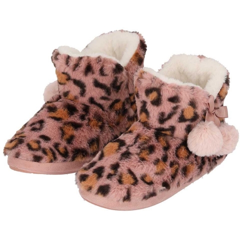 Pantoffels/sloffen luipaard print - dames - roze - maat 37-38 - dieren sloffen - hoog 37/38 -