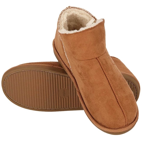 Apollo dames sloffen - instappers - cognac - suede look - hoog model - pantoffels - harde zool 37-38 -