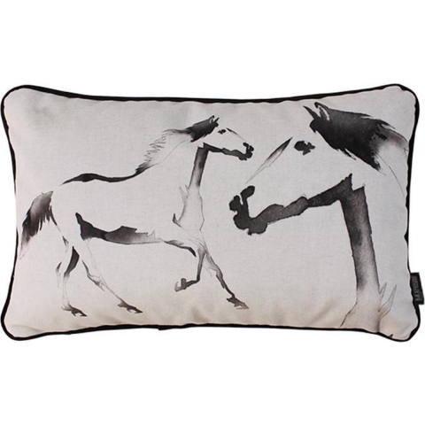 Gek op kussens! Velvet two horses | 30 x 50 cm | kussenhoes | velvet/polyester