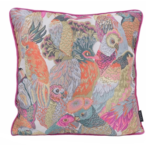 NOVÉE Velvet parrots | 45 x 45 cm | kussenhoes | polyester