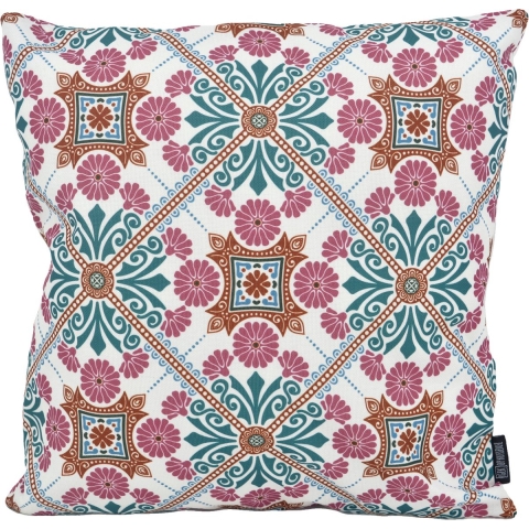 Gek op kussens! Sierkussen mozaiek roze/groen outdoor | 45 x 45 cm | katoen/polyester