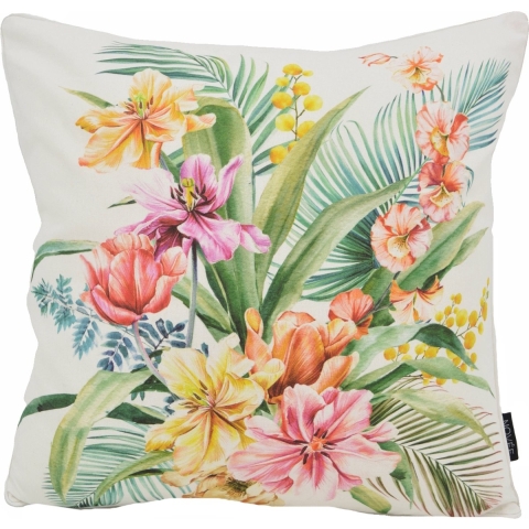 NOVÉE Sierkussen colorful flowers wit | 45 x 45 cm | katoen