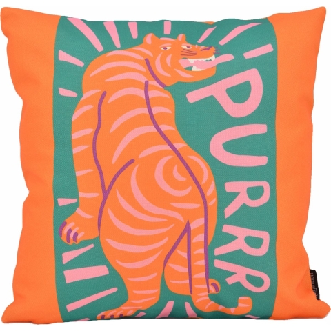Gek op kussens! Sierkussen orange tiger | 45 x 45 cm | katoen/linnen