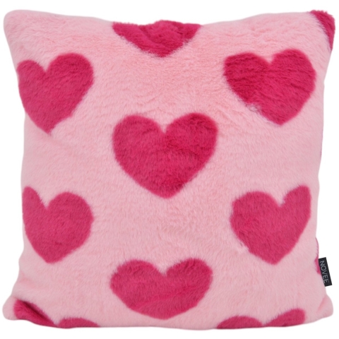 NOVÉE Sierkussen furry hart roze | 45 x 45 cm | polyester