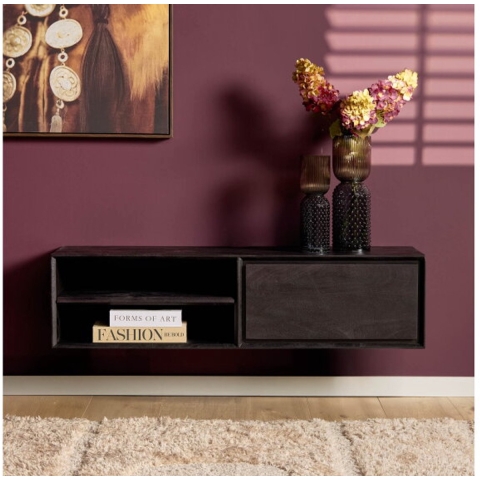 Huistuindesign Zwevend tv-meubel ambiance zwart | 120 cm