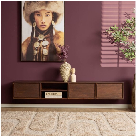 Huistuindesign Zwevend tv-meubel ambiance bruin | 200 cm