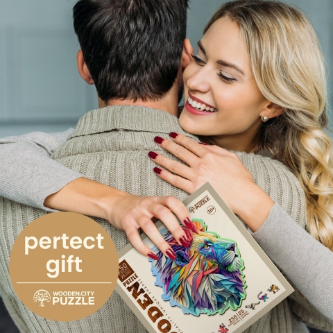 Houten puzzel van 250 stukjes moderne leeuw Wooden.City