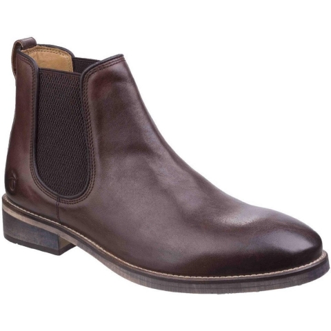 Cotswold Heren Corsham Town Leather Pull On Casual Chelsea Ankle Boots (Donkerbruin)