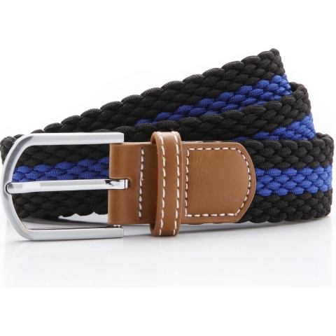 Asquith & Fox Heren Twee Kleuren Streepjes Vlechtriem (Zwart/Loyaal)