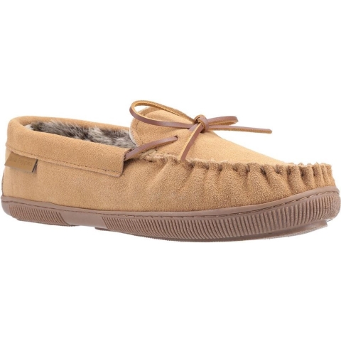 Hush Puppies Heren Ace Slip On Leren Slipper (Tan)