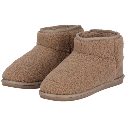 Apollo teddy sloffen - dames - taupe - teddystof - pantoffels - hoog 39-40 -