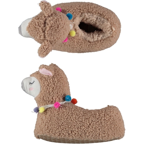 Kinder dieren pantoffels/sloffen alpaca taupe maat 27-28 27/28 -