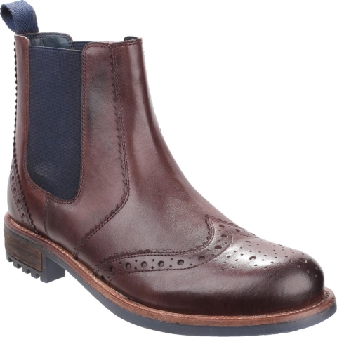 Cotswold Heren Cirencester Leren Chelsea Brogue Schoenen (Bruin)