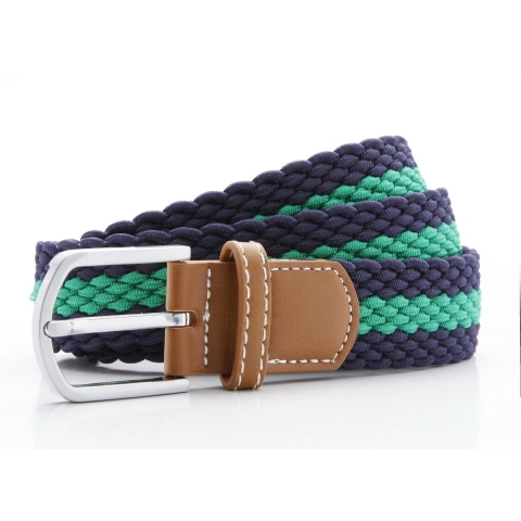 Asquith & Fox Heren Twee Kleuren Streepjes Vlechtriem (Marine / Gelei)