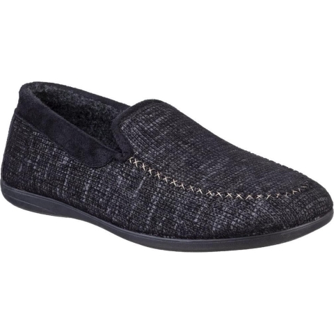 Cotswold Heren Stanley Moc Teen Volledige Slipper (Zwart)