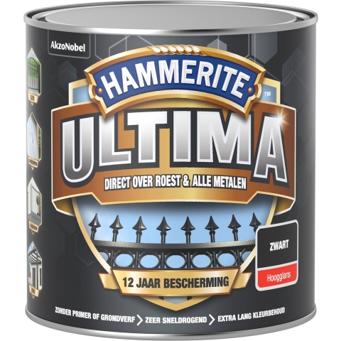 Hammerite Ultima Hoogglans | Zwart | 250ml - 5566475